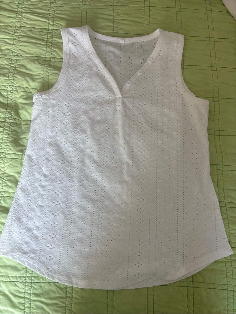 Cupshe White Eyelet V-Neck Tank Top